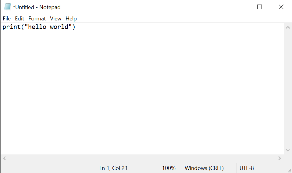 Entering Python code in a new, plain-text file